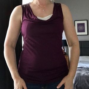 Free in bundle Mexx plum draped neck beaded tank